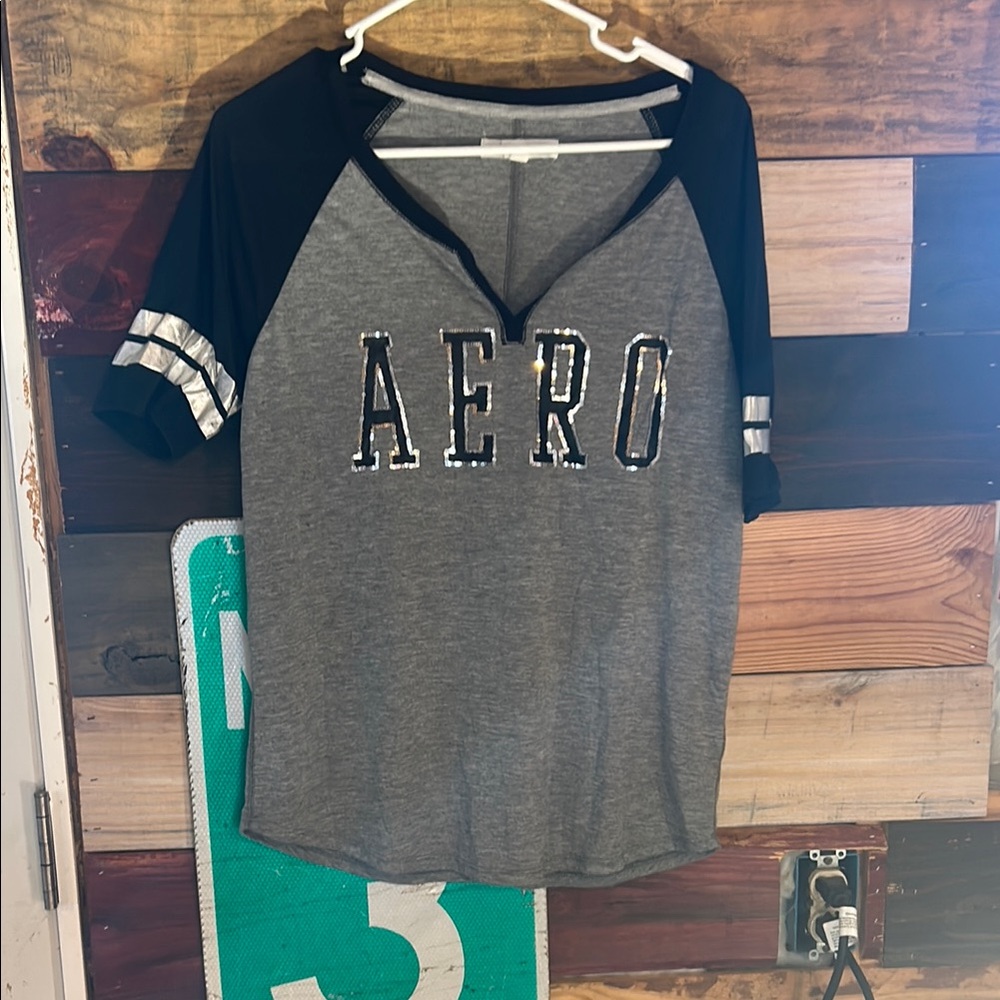 Aero Black and Gray Raglan Tee